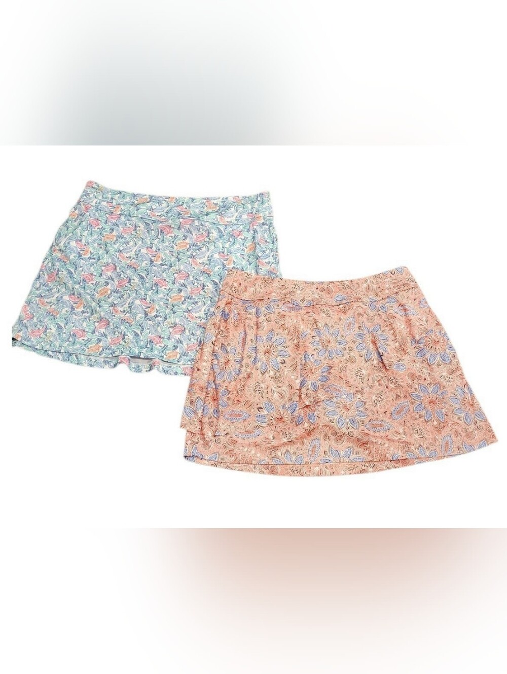 Bundle Greg Norman Collection Floral Circle Skirts in Peach & Light Blue - Picture 2 of 14